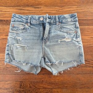 American Eagle Outfitters Light Blue Distressed Jean Shorts